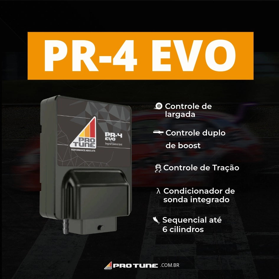 ECU PR-4 EVO — vista lateral mostrando as dimensões compactas de 123 × 93 × 40 mm