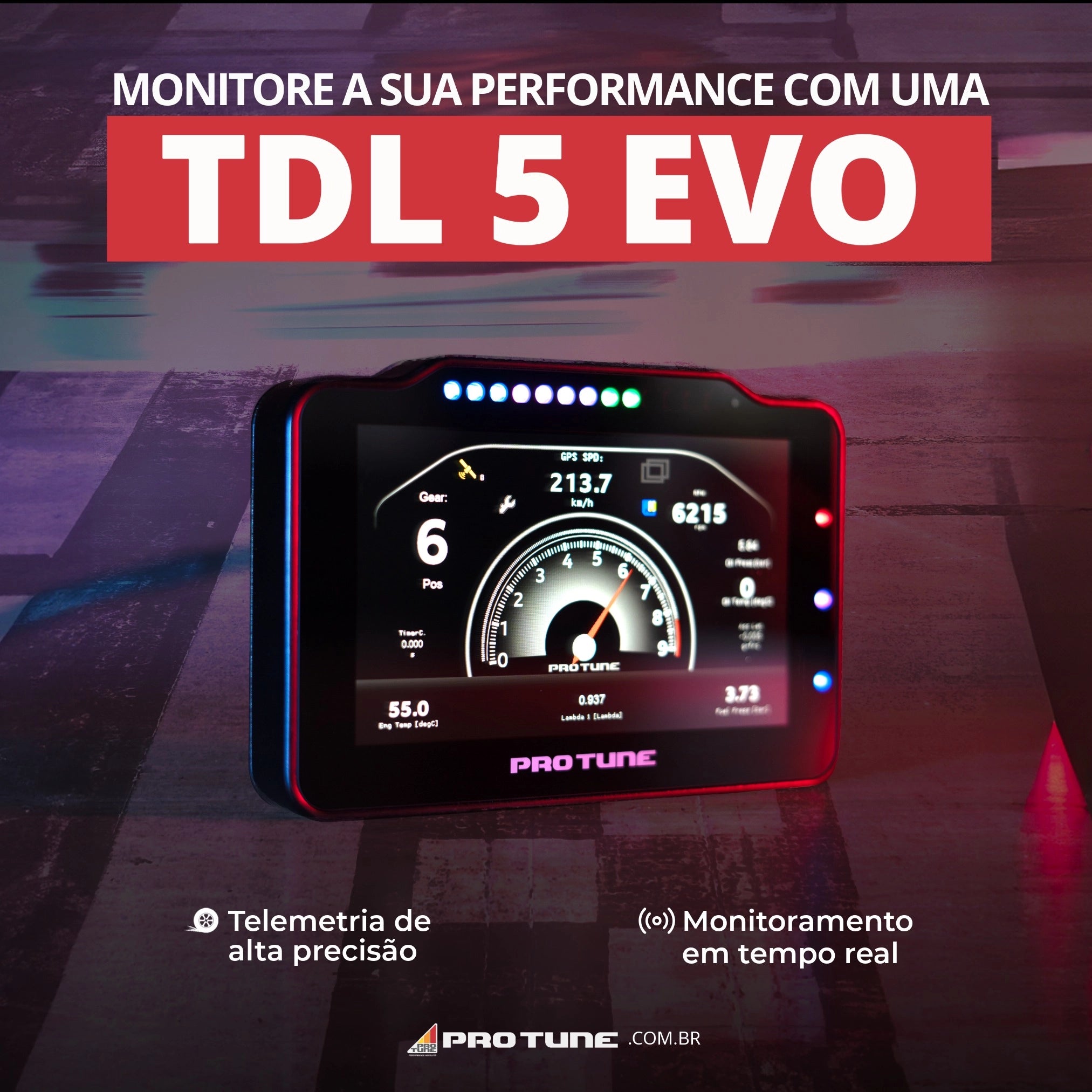 TDL 5 EVO em operação — painel digital configurável para rally, track day e arrancada