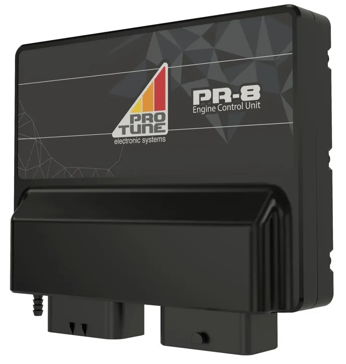 ECU PR-8 — vista frontal da ECU topo de linha da Pro Tune para drag race e GT3