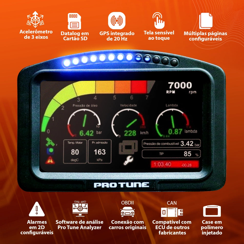TDL 4.3 — GPS integrado de 10 Hz e CAN configurável para track day e arrancada